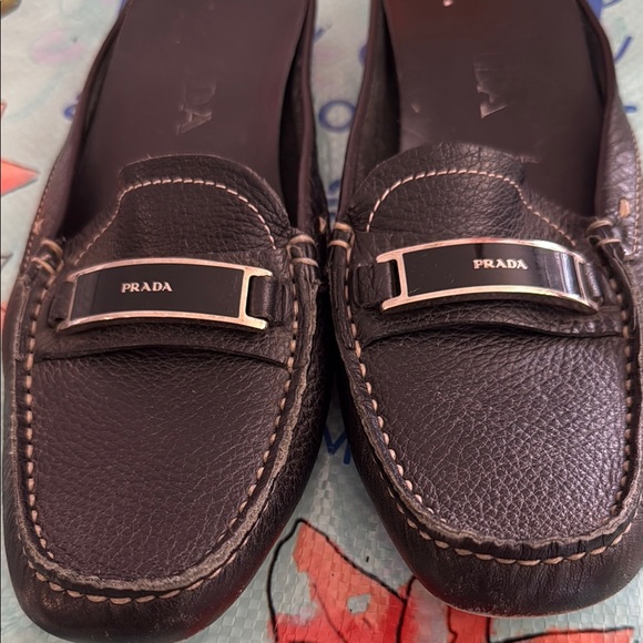 Prada woman’s Black Leather Slip-On Loafers - Picture 2 of 7
